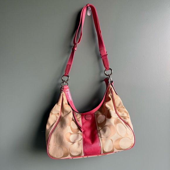 2013 Coach Pink and Tan Hobo Shoulder Bag with Silver Hardware - Picture 1 of 11